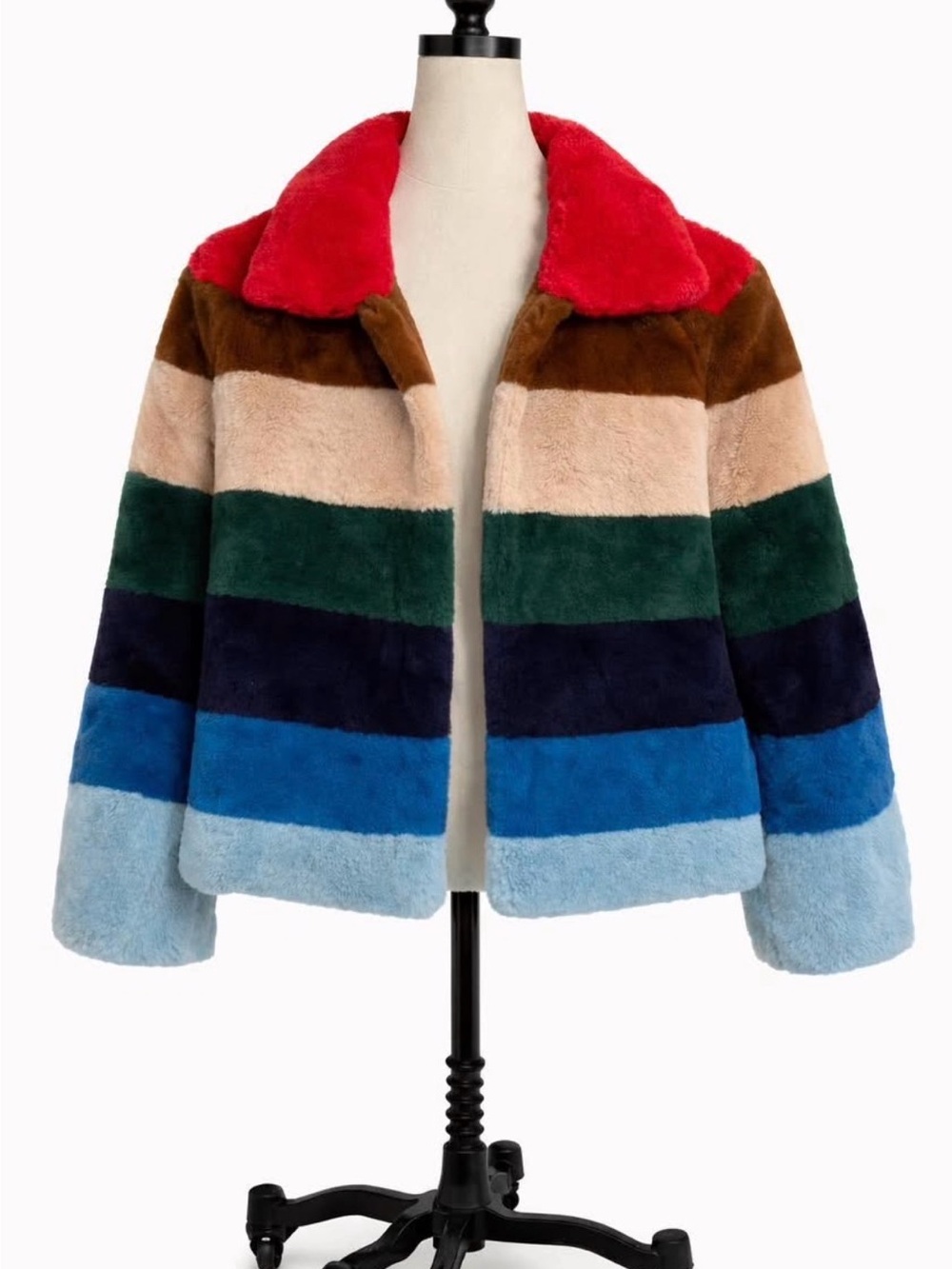BlankNYC Faux Fur Jacket Women’s XS Colorblock Coat Luxe Winter